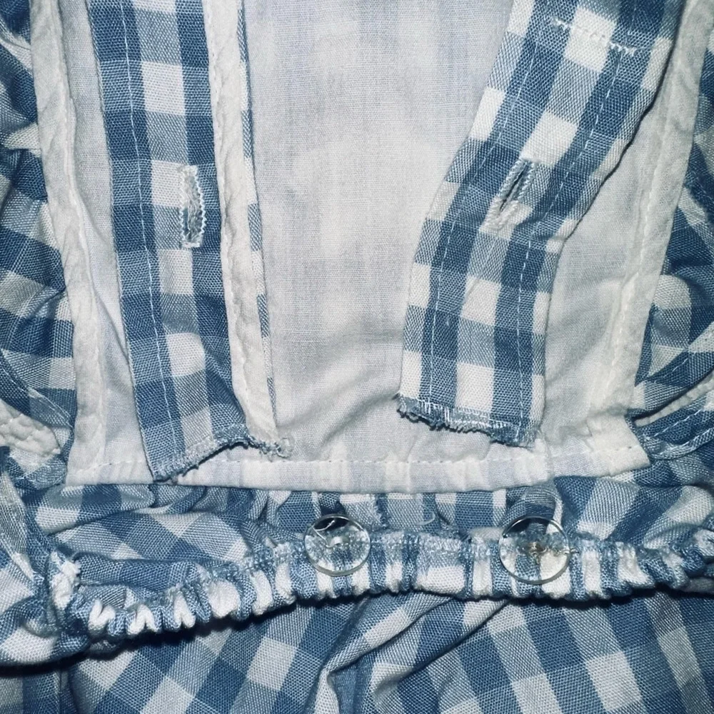Carters Blue and white‎ large gingham checked pinafore romper